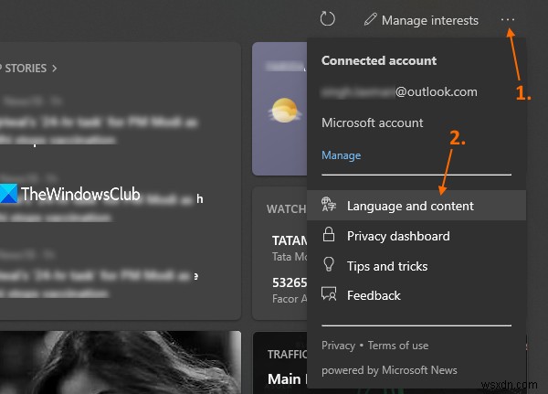 Windows 11/10のタスクバー「ニュースと関心事項」フィードの言語を変更する方法