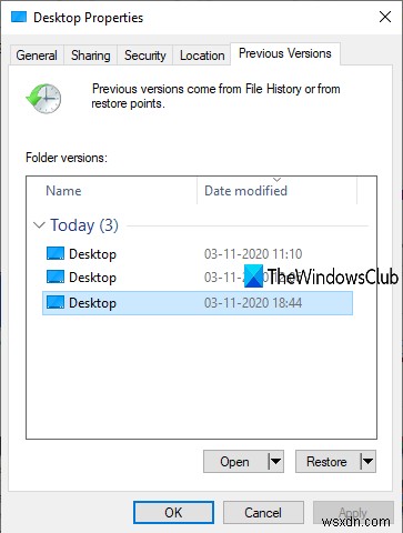 Windows 11/10でファイルやフォルダの以前のバージョンを復元する方法