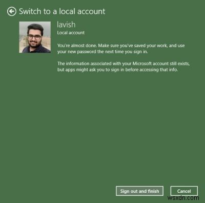 Windows 11/10でMicrosoftアカウントからローカルアカウントへ切り替える方法