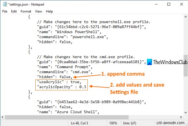 Windowsターミナルで背景を半透明(アクリル透過)にする方法