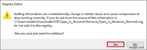 Windows 11/10のコンテキストメニューに「ターミナルで開く」を追加・削除する方法