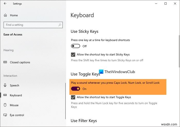 Windows 11/10でCaps Lock、Num Lock、Scroll Lockの警告音を有効にする方法