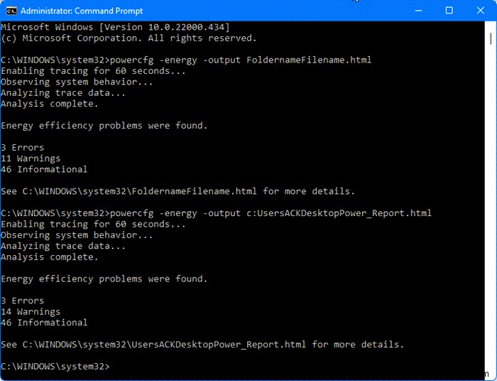 Windows 11/10の電力効率診断レポートツールでバッテリー健康状態レポートを生成する方法