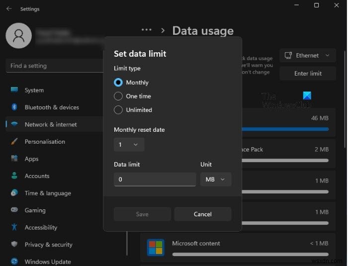Windows 11/10でWi-Fi・イーサネットアダプターのデータ使用量制限を設定する方法