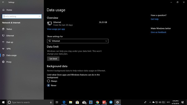 Windows 11/10でWi-Fi・イーサネットアダプターのデータ使用量制限を設定する方法