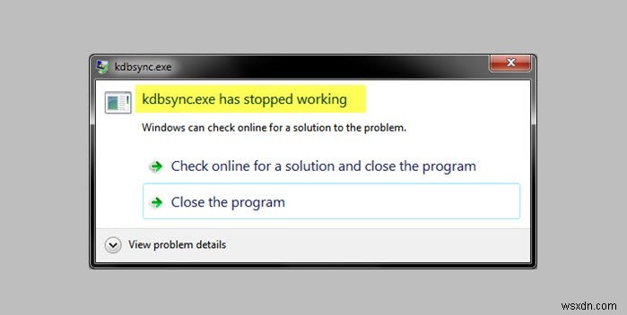 Windows 10でkdbsync.exeが動作停止する問題の解決方法