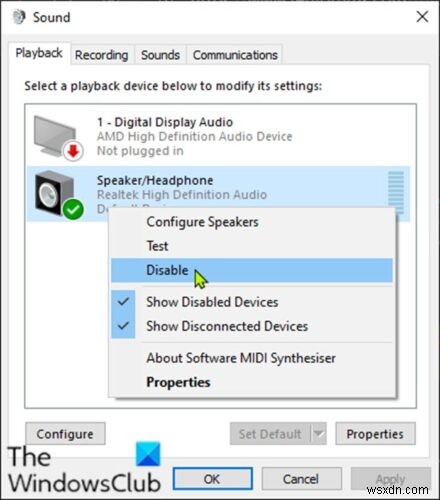 Windows 11/10でサウンド出力デバイスを有効または無効にする5つの方法