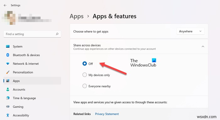 Windows 11/10で「共有エクスペリエンス」をオンまたはオフにする方法