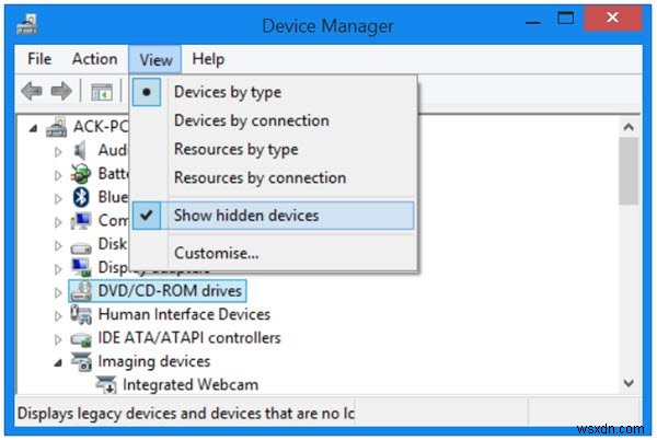 Windows 11/10のデバイスマネージャーで非表示・存在しないデバイスを表示する方法