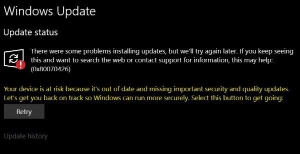 Microsoft StoreとWindows Updateのエラー0x80070426を解決する7つの対処法