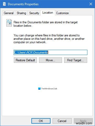Windows 11/10でドキュメント・音楽・画像・動画の既定の保存先を変更する方法
