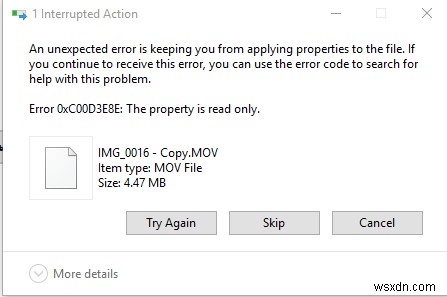 【Windows 11/10】エラー0xC00D3E8E「プロパティは読み取り専用です」の修正方法