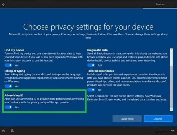 Windows 11/10でターゲット広告を無効にする方法:広告IDをオフにする手順