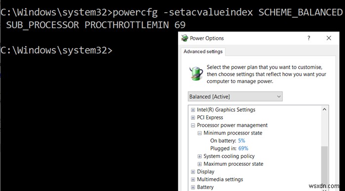 Windows 10のPowerCFGコマンドでバッテリー駆動時のプロセッサ電源状態を変更する方法
