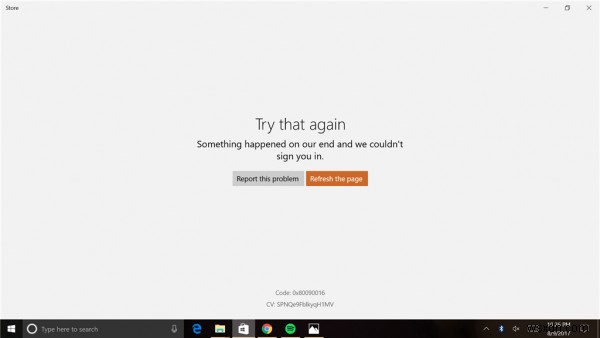 PINとMicrosoft Storeのエラーコード0x80090016を解決する方法