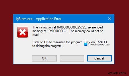 igfxem.exeアプリケーションエラーの直し方 – 「メモリを読み取ることができませんでした」への対処法