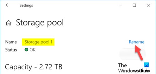 Windows 10でストレージスペースのストレージプール名を変更する3つの方法
