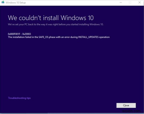 Windows Updateエラー0x800F081F – 0x20003の原因と解決方法【SAFE_OSフェーズでインストール失敗】