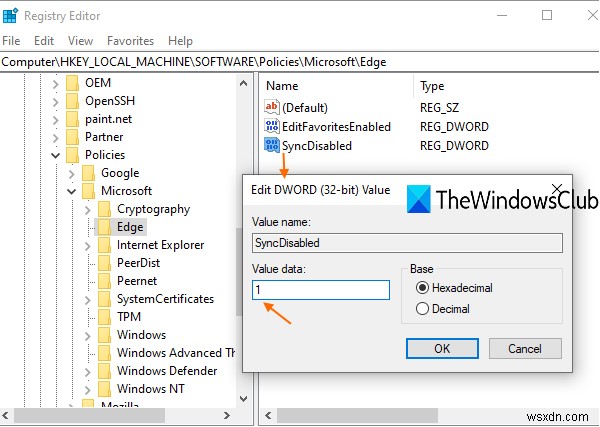 レジストリを使ってMicrosoft Edgeの全プロファイルの同期を有効・無効にする方法