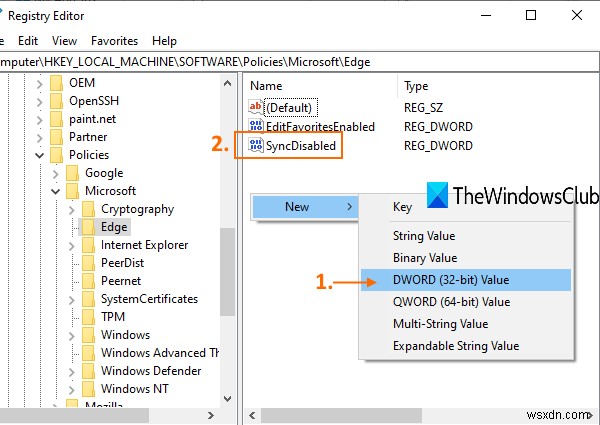 レジストリを使ってMicrosoft Edgeの全プロファイルの同期を有効・無効にする方法