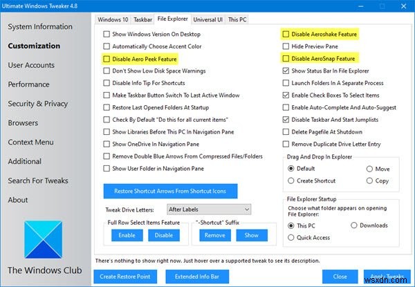 Windows 10でAero Shake(振って最小化)を有効・無効にする4つの方法