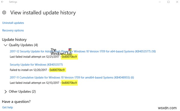 Windows 11/10でWindows Updateエラー0x80070BC9が発生したときの対処法