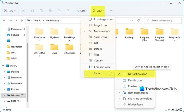 Windows 11/10でエクスプローラーのナビゲーションウィンドウが表示されないときの対処法