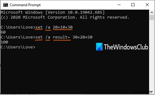 Windows 11/10のコマンドプロンプトで四則演算を実行する方法
