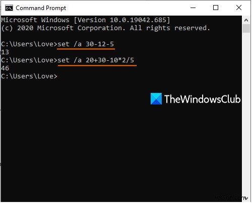 Windows 11/10のコマンドプロンプトで四則演算を実行する方法