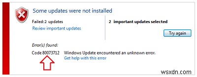 Windows Updateエラー0x80070020・0x80073712の修正方法