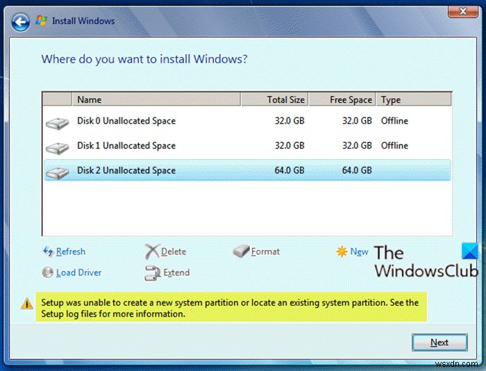 【解決】Windows 10インストール時の「セットアップで新しいシステムパーティションを作成できませんでした」エラーの対処法