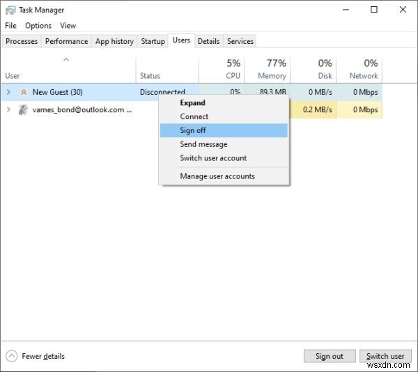 Windows 10で他のユーザーをサインアウトさせる方法【タスクマネージャー・コマンドプロンプト】