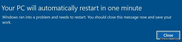 Windows 11/10で「お使いのPCは1分後に自動的に再起動します」と表示される原因と対処法