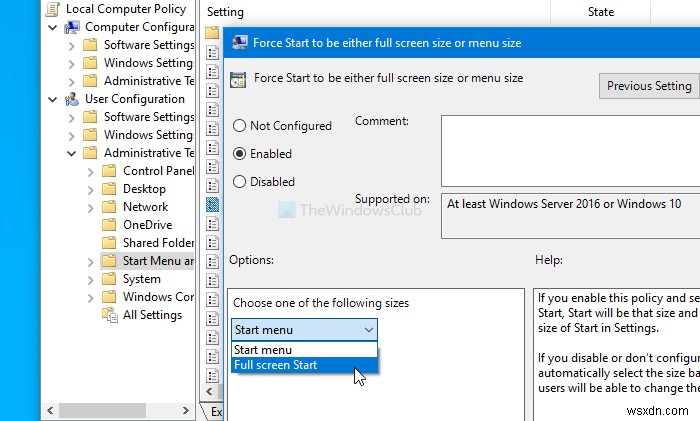 Windows 11/10でレジストリエディタまたはグループポリシーを使ってフルスクリーンスタートメニューを有効にする方法