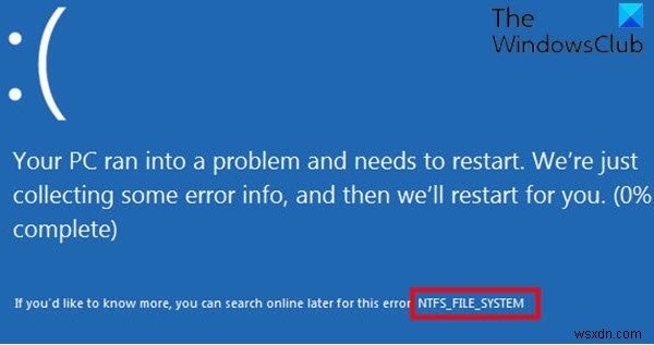 Windows 11/10でNTFS_FILE_SYSTEMブルースクリーンエラー(0x00000024)を修正する方法