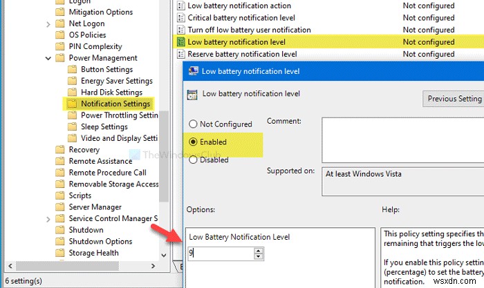 Windows 11/10でバッテリー通知のレベルと動作を変更する方法|グループポリシーとレジストリエディターの使い方