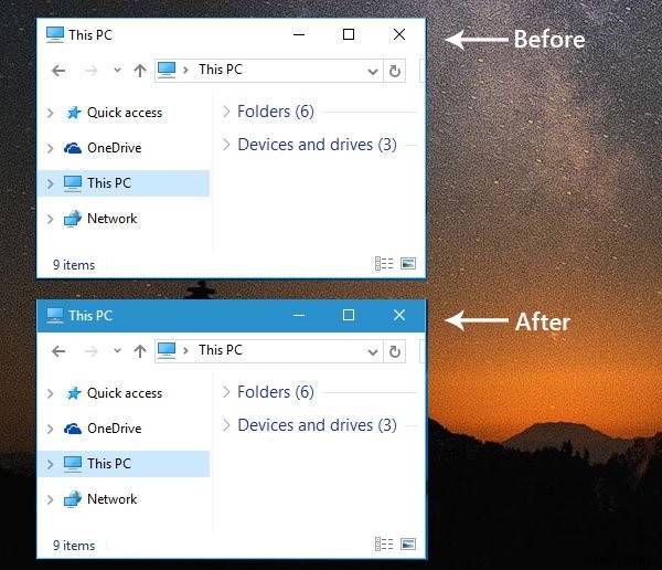 Windows 11/10でウィンドウのタイトルバーに色を付ける方法