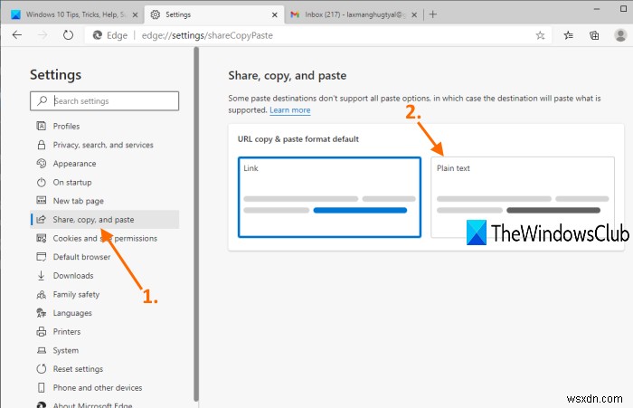 【Microsoft Edge】URLのコピー&ペースト形式を「プレーンテキスト」に戻す方法