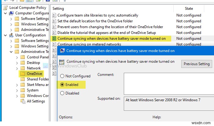 バッテリーセーバーモード有効時もOneDriveの同期を継続させる方法【Windows】