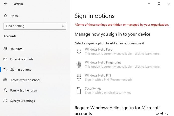 Windows 11/10の設定アプリで「サインイン オプション」ページを無効化する方法