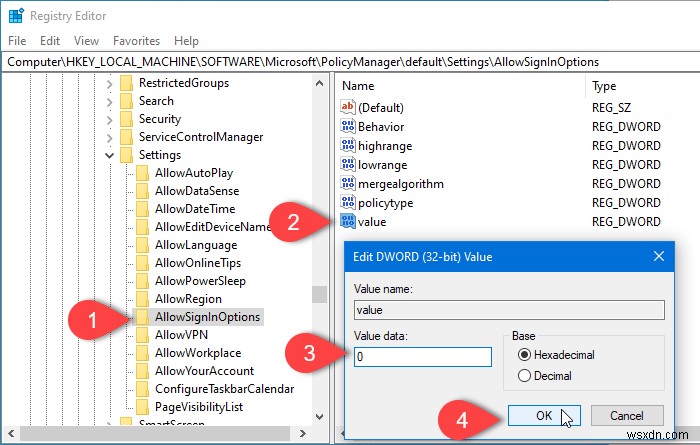 Windows 11/10の設定アプリで「サインイン オプション」ページを無効化する方法