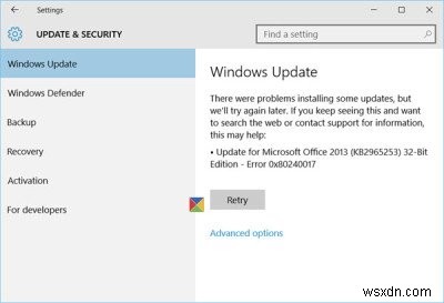 Windows Updateのダウンロード・インストール中にエラー0x80240017が発生する原因と対処法