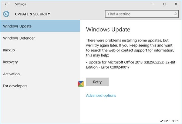 Windows Updateのダウンロード・インストール中にエラー0x80240017が発生する原因と対処法