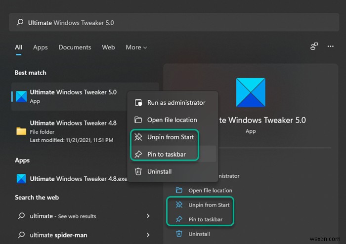 Windows 11/10のタスクバーとスタートメニューにアプリをピン留め・解除する方法