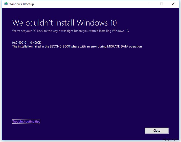 Windowsアップグレードエラー0xC1900101–0x4000Dの原因と解決方法
