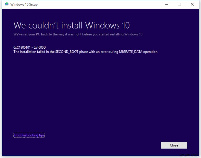 Windowsアップグレードエラー0xC1900101–0x4000Dの原因と解決方法