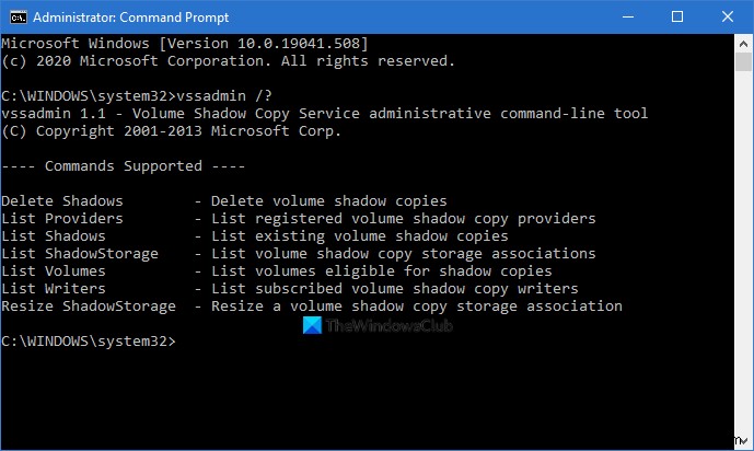 【Windows 11/10】VssadminコマンドラインツールでVSS(ボリューム シャドウ コピー サービス)を管理する方法
