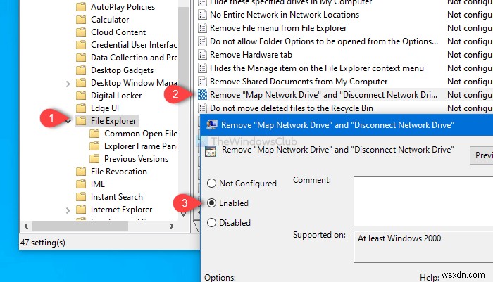 Windows 11/10の「PC」から「ネットワークドライブのマップ」と「ネットワークドライブの切断」オプションを削除する方法