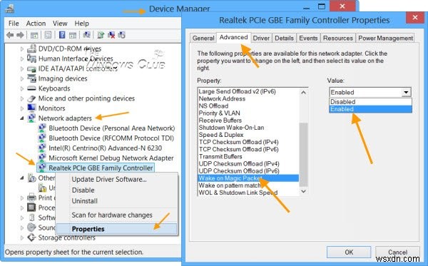 Windows 11/10でWake-on-LAN(WoL)を有効・無効にする方法