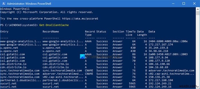 Windows 11/10でDNSキャッシュの内容を表示・管理する方法